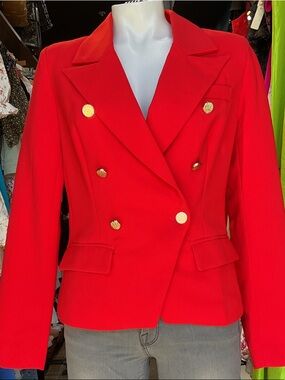 Fate Double-Breasted Red Blazer with Gold Buttons